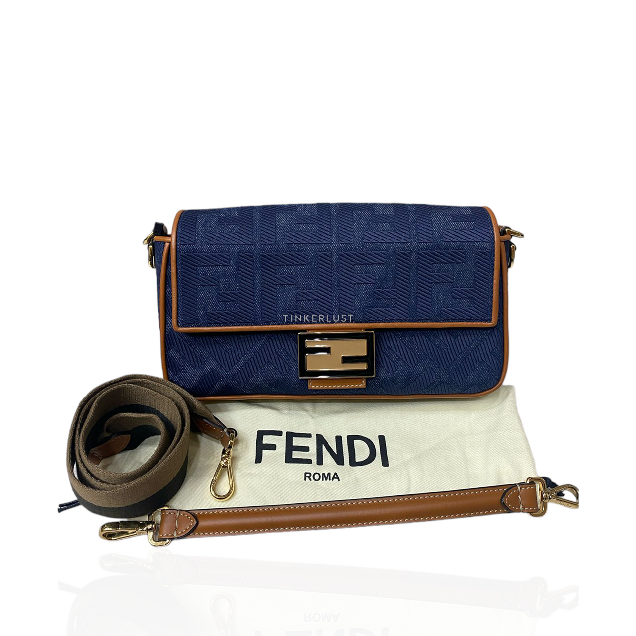 Denim fendi baguette hotsell